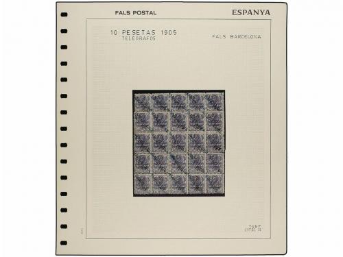 */° Δ ESPAÑA. TELÉGRAFOS. 10 pesetas azul violeta, colección
