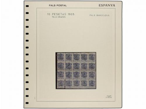 */° Δ ESPAÑA. TELÉGRAFOS. 10 pesetas azul violeta, colección