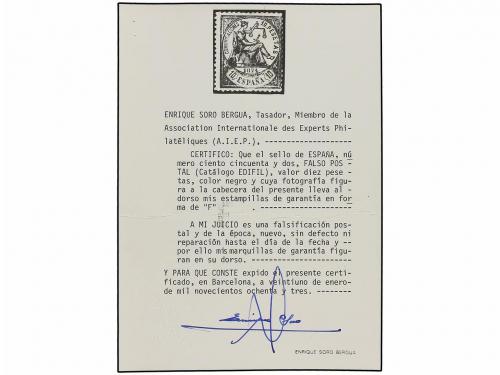 (*) ESPAÑA. Ed. 152F. 10 pts. negro. FALSO POSTAL, tipo II. 