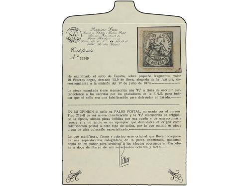 (*) ESPAÑA. Ed. 152F. 10 pts. negro, FALSO POSTAL, tipo II d