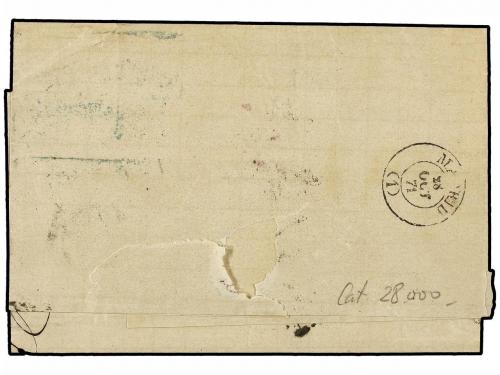 ✉ ESPAÑA. Ed. 108 F. 1871. BARCELONA a MADRID. 100 mils. cas