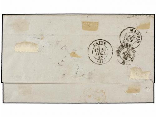 ✉ ESPAÑA. Ed. 98 F (3). 1869. MÁLAGA a CETTE (Francia). 50 m