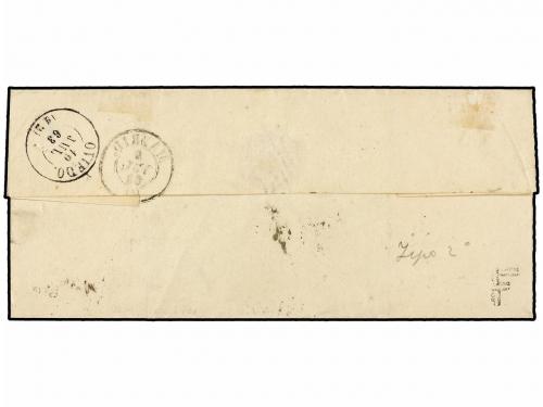 ✉ ESPAÑA. Ed. 58 F. 1863. MADRID a OVIEDO. 4 cuartos castaño