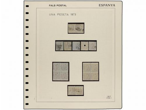 ° ESPAÑA. Ed. 138 F. 1 peseta gris FALSO POSTAL tipos I y II
