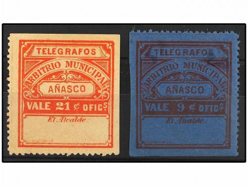 */(*) PUERTO RICO. Ed. 19/20. TELÉGRAFOS MUNICIPALES. AÑASCO