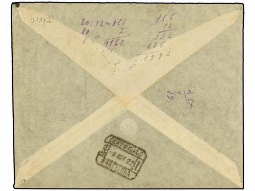 ✉ ESPAÑA. Ed. 268, 274 (3). 1922. TARRASA a SUIZA. 5 cts. ve