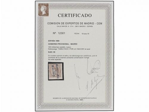 (*) ESPAÑA. Ed. 99. 100 mils. castaño. HABILITADO/POR LA/NAC