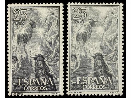 ** ESPAÑA. Ed. 1256ef. TOROS. 25 cts. gris y negro. FALTA EL