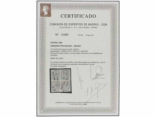 (*) ESPAÑA. Ed. 91hh (4). 10 cent. verde. HABILITADO/POR LA/