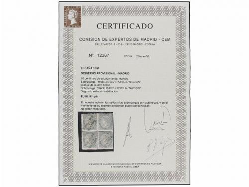 * ESPAÑA. Ed. 91 + 91hph. 10 cent. verde HABILITADO/POR LA/N