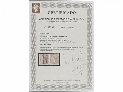 * ESPAÑA. Ed. 92hph. 20 cts. lila. HABILITADO/POR LA/NACION 