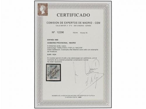 * ESPAÑA. Ed. 93. 5 mils. verde HABILITADO/POR LA/NACION hab