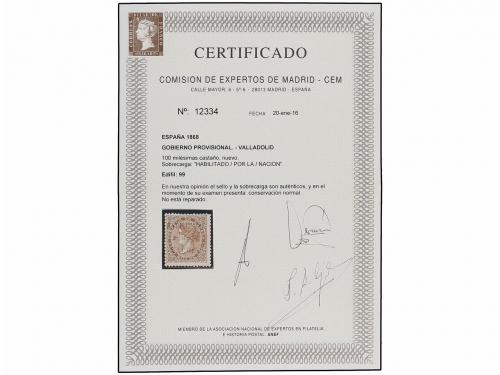 ** ESPAÑA. Ed. 99. 100 mils. castaño rojo HABILITADO/POR LA/