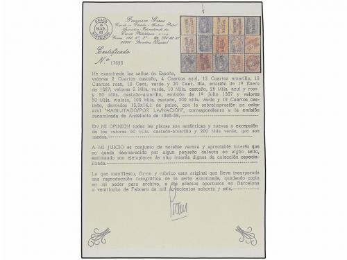 * ESPAÑA. Ed. 88. 4 cuartos azul. HABILITADO/POR LA/NACION e
