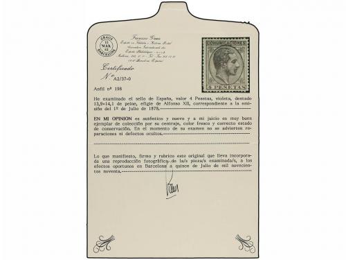 * ESPAÑA. Ed. 198. 4 pts. violeta. Bien centrado. MAGNÍFICO 