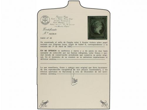 * ESPAÑA. Ed. 42. 2 reales violeta. MAGNÍFICO EJEMPLAR. Cert