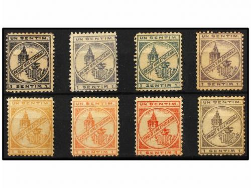 ESPAÑA: VIÑETAS. VALENCIA. 1 SENTIM. Serie de 8 viñetas. (Na