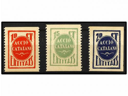 ESPAÑA: VIÑETAS. CATALUNYA. ACCIÓ CATALANA. 10, 15 y 20 cts.