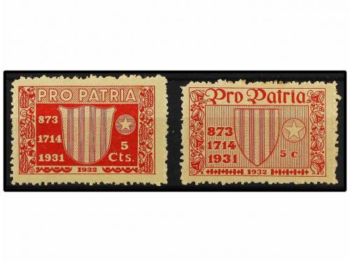 ESPAÑA: VIÑETAS. 1932. CATALUNYA. PRO PATRIA. 5 cts. rojo, r