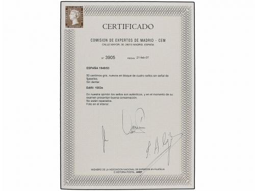 ** ESPAÑA. Ed. 1053s (2). 50 cts. azul gris. Pareja SIN DENT