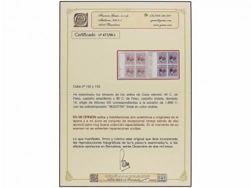 * COLONIAS ESPAÑOLAS: CUBA. Ed. 152 y 153. 40 cts. castaño c