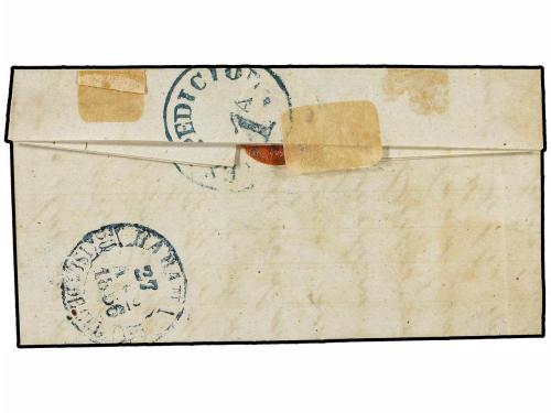 ✉ CUBA. 1856. BAINOA a HABANA. 1/2 real verde, mat. PARRILLA