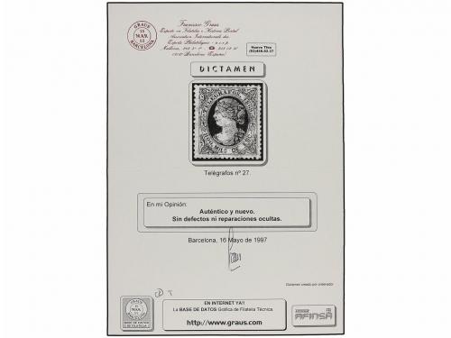 * ESPAÑA: TELEGRAFOS. Ed. 27. 800 mils. carmín. Excelente ce