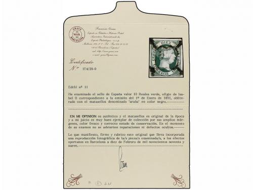 ° ESPAÑA. Ed. 11. 10 reales verde. Márgenes excepcionales. P