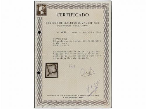 ° ESPAÑA. Ed. 5. 10 reales verde. MAGNÍFICO EJEMPLAR. Cert. 