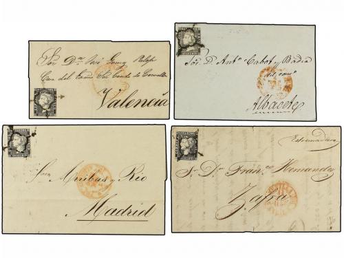 ✉ ESPAÑA. Ed. 1, 1A. 6 cuartos negro. Conjunto de 11 cartas 