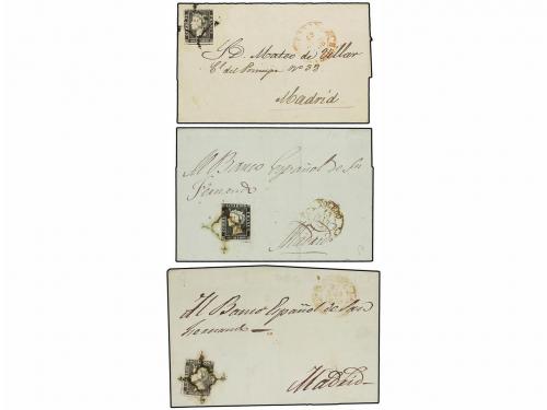 ✉ ESPAÑA. Ed. 1, 1A. 6 cuartos negro. Conjunto de 11 cartas 