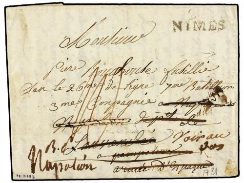 ✉ ESPAÑA: PREFILATELIA. 1808 (19 Septiembre). NIMES a L'ARME
