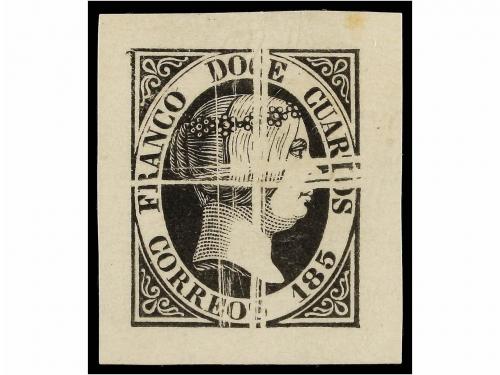 ESPAÑA. Ed. 7. ENSAYO DE PLANCHA LIMADA. 2 sellos sobre pape