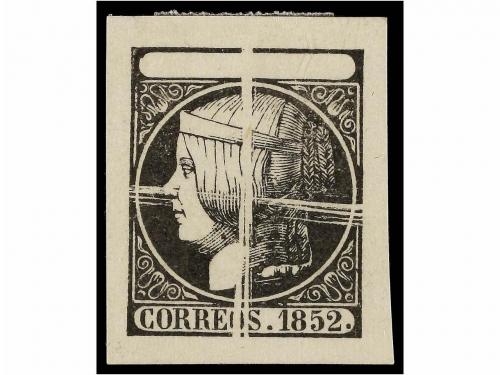 ESPAÑA. Ed. 12. ENSAYO DE PLANCHA LIMADA. 2 sellos sobre pap