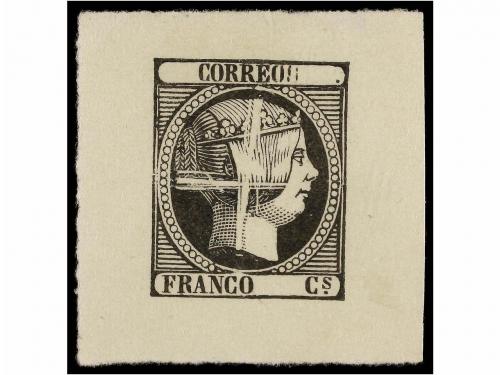 ESPAÑA. Ed. 17. ENSAYO DE PLANCHA LIMADA. 2 sellos sobre pap