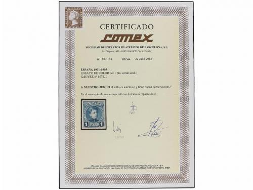 (*) ESPAÑA. Ed. 253. 1 pta. verde azul ENSAYO DE COLOR, colo