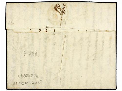 ✉ ESPAÑA: PREFILATELIA. 1745 (10-Dic.). VALENCIA a FRANCIA. 