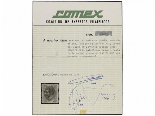 (*) ESPAÑA. Ed. 212. 75 cts. gris. PIEZA DE LUJO. Cert. COME