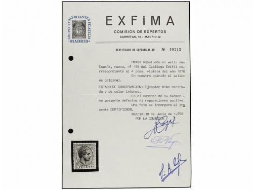 * ESPAÑA. Ed. 198. 4 pts. violeta. Color excepcional. PIEZA