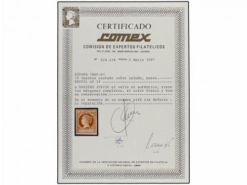 * ESPAÑA. Ed. 54. 19 cuartos castaño. MAGNÍFICO EJEMPLAR. Ce