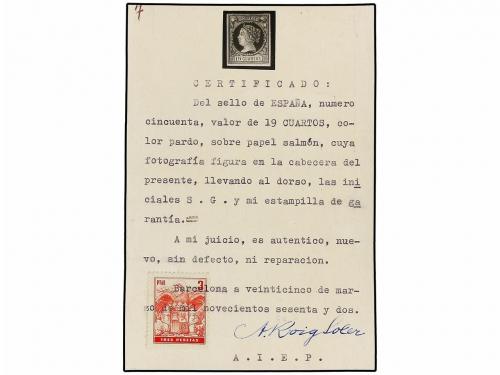 * ESPAÑA. Ed. 54. 19 cuartos castaño. MAGNÍFICO EJEMPLAR. Ce