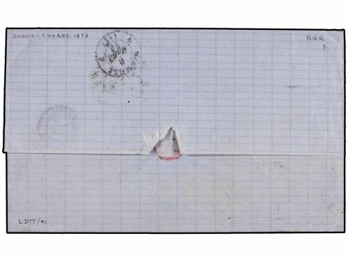 ✉ ESPAÑA. Ed. 123 (2). 1873. BARCELONA a MARSEILLE (Francia)