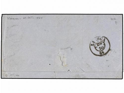 ✉ ESPAÑA. Ed. 65, 68. 1864. BARCELONA a BUENOS AIRES (Argent