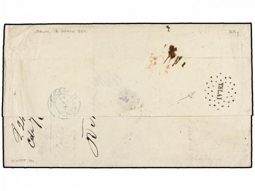 ✉ ESPAÑA. Ed. 68 (2). 1864. BARCELONA a AREQUIPA (Perú). 2 r