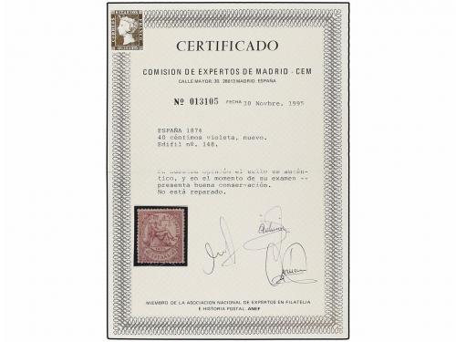* ESPAÑA. Ed. 148. 40 cts. lila. Buen centraje. MAGNÍFICO EJ