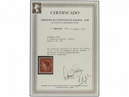 (*) ESPAÑA. Ed. 69. 2 cuartos carmín. Color intenso. PIEZA D