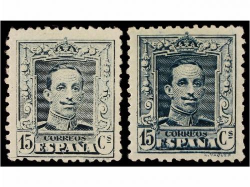 * ESPAÑA. Ed. 315A/B. 15 cts. verde gris. Valores complement