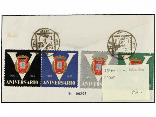 ✉ ESPAÑA. Ed. 1077/78, 1081/82. 1956. Sobre sin circular, ma