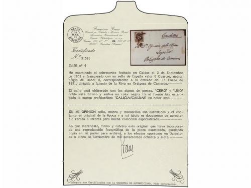 ¿ ESPAÑA. Ed. 6. 1851. CALDAS a LOGROÑO. 6 cuartos negro, ma