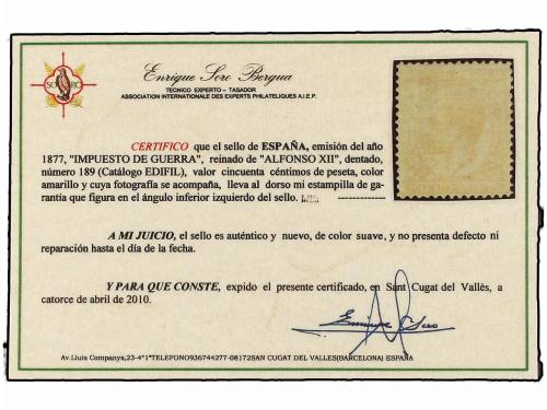 * ESPAÑA. Ed. 188/89. SERIE COMPLETA, sello de 50 cts. color